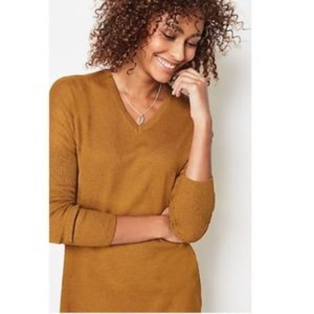 J. Jill Women's V-Neck Sweater in Mustard